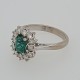 Pre Owned 18ct White Gold Emerald and Diamond Cluster Ring ZB879